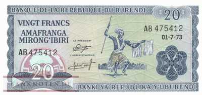 Burundi - 20  Francs (#021b-73_UNC)