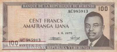 Burundi - 100  Francs (#023b-75_F)