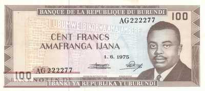 Burundi - 100  Francs (#023b-75_VF)