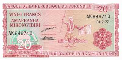 Burundi - 20 Francs (#027a-77_UNC)