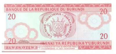 Burundi - 20  Francs (#027b-88_UNC)
