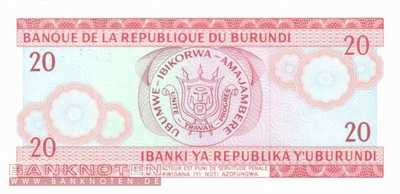Burundi - 20  Francs (#027b-89_UNC)