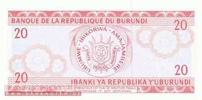 Burundi - 20  Francs (#027c-91_UNC)