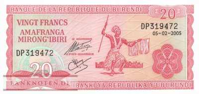 Burundi - 20  Francs (#027d-05_UNC)