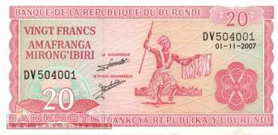 Burundi - 20 Francs (#027d-07_UNC)
