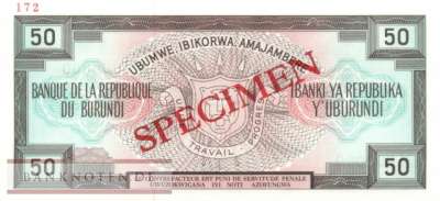 Burundi - 50  Francs - SPECIMEN (#028b-81-S_UNC)