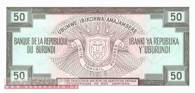 Burundi - 50  Francs (#028c-91_UNC)