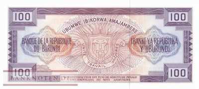 Burundi - 100  Francs (#029b-81_UNC)