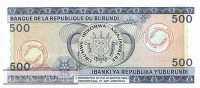 Burundi - 500  Francs (#030c_UNC)