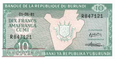 Burundi - 10  Francs (#033a-81_UNC)