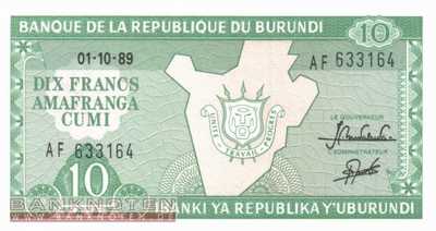 Burundi - 10  Francs (#033b-89_UNC)