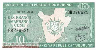 Burundi - 10  Francs (#033d-03_UNC)