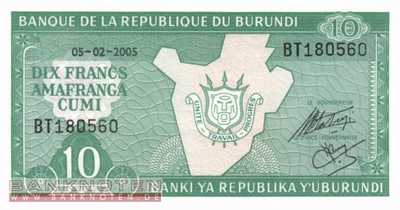 Burundi - 10  Francs (#033e-05_UNC)