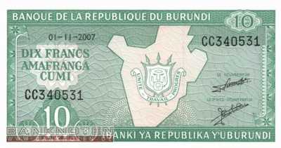 Burundi - 10  Francs (#033e-07_UNC)