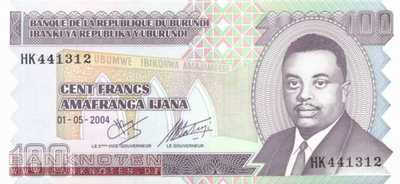 Burundi - 100  Francs (#037d_UNC)