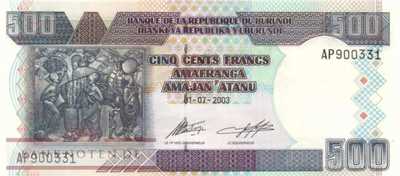 Burundi - 500 Francs (#038c_UNC)