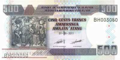 Burundi - 500  Francs (#045b_UNC)