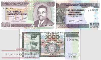 Burundi: 100 - 1.000 Francs (3 banknotes)