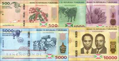 Burundi: 500 - 10.000 Francs (5 Banknoten)