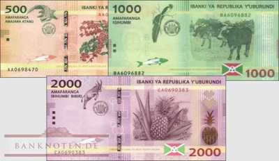 Burundi: 500 - 2.000 Francs (3 banknotes)