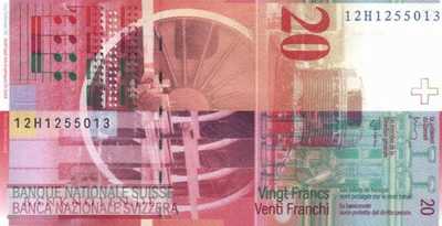 Schweiz - 20  Franken (#069f-U82_UNC)
