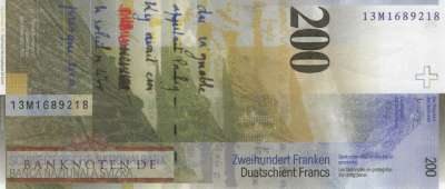 Schweiz - 200  Franken (#073e-U81_UNC)