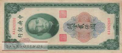 China - 2.000  Customs Gold Units (#342b_F)