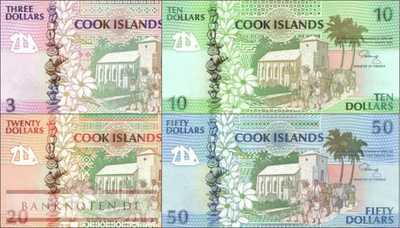 Cook Inseln: 3 - 50 Dollars (4 Banknoten)