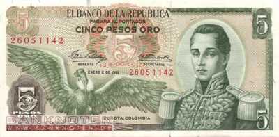 Colombia - 5  Pesos Oro (#406a-61_AU)