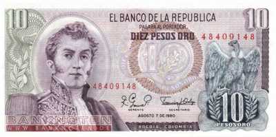 Colombia - 10  Pesos Oro (#407g-80_UNC)