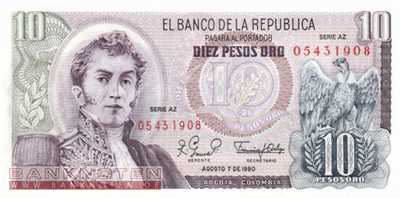 Colombia - 10 Pesos Oro (#407h_UNC)