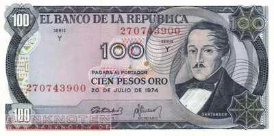 Colombia - 100  Pesos Oro (#415-74_UNC)