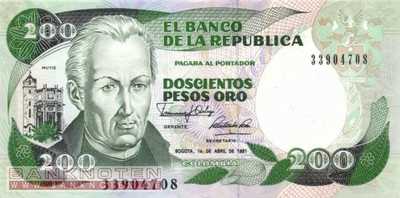 Colombia - 200  Pesos Oro (#429d-91_UNC)