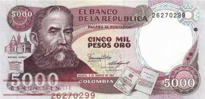 Kolumbien - 5.000  Pesos Oro (#435a_UNC)