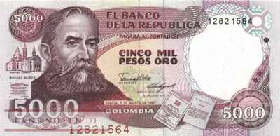 Kolumbien - 5.000  Pesos Oro (#435b_UNC)