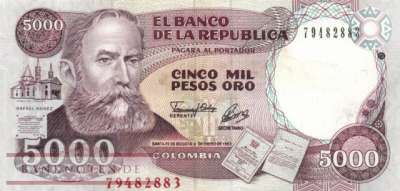 Kolumbien - 5.000  Pesos Oro (#436A-93_VF)