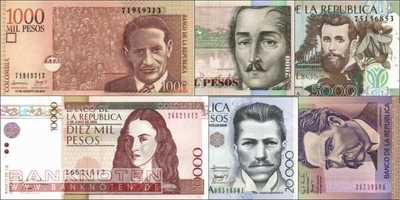 Kolumbien: 1.000 - 50.000 Pesos (6 Banknoten)