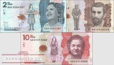 Colombia: 2.000 - 10.000 Pesos (3 banknotes)