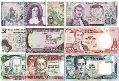 Colombia: 1 - 1.000 Pesos (10 banknotes)
