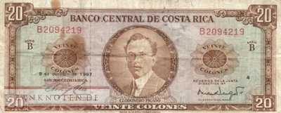 Costa Rica - 20  Colones (#231a-6710_F)