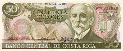 Costa Rica - 50  Colones (#257a-92_UNC)