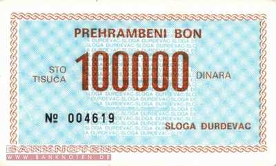 Kroatien - Djurdjevac - 100.000  Dinara (#926_XF)