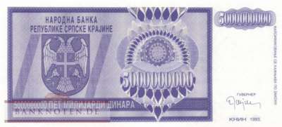 Kroatien - 5 Milliarden Dinara - ohne Seriennummer (#R018p_UNC)