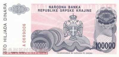 Kroatien - 100.000  Dinara (#R022a_UNC)