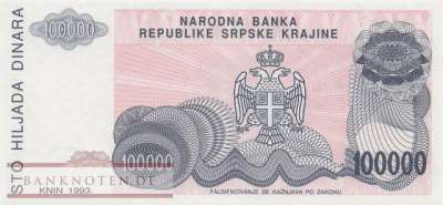 Croatia - 100.000  Dinara - without serial (#R022p_UNC)