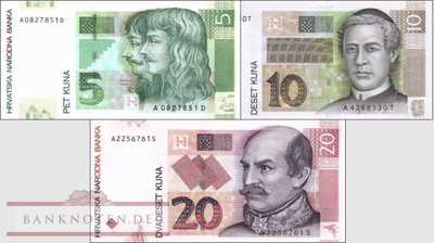 Croatia: 5 - 20 Kuna (3 banknotes)