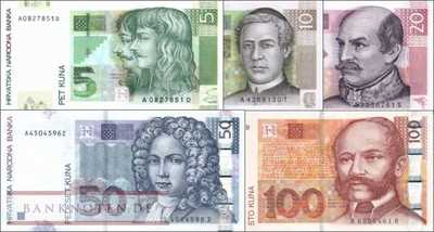 Kroatien: 5 - 100 Kuna (5 Banknoten)