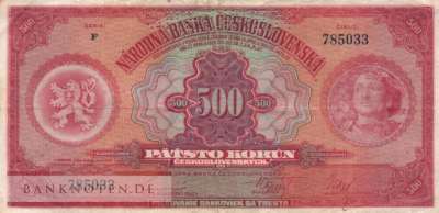 Czechoslovakia - 500  Korun - SPECIMEN (#024s_VF)