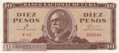 Cuba - 10  Pesos (#096a_AU)