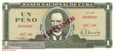 Cuba - 1  Peso - SPECIMEN (#102bS-81_UNC)